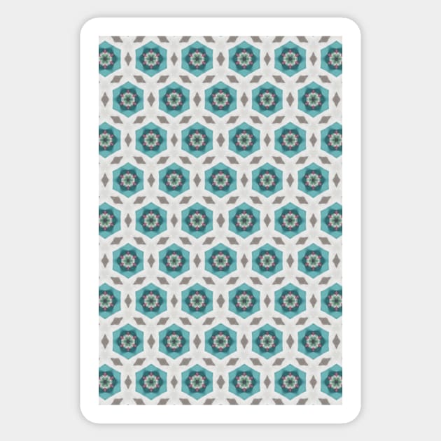 Turquoise Hexagon Pattern Sticker by Amanda1775